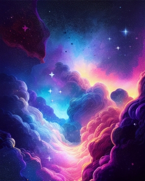 唯美梦幻彩色云团星空图片